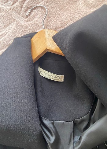 m Beden Düğmeli Siyah Midi Kadın Blazer Ceket