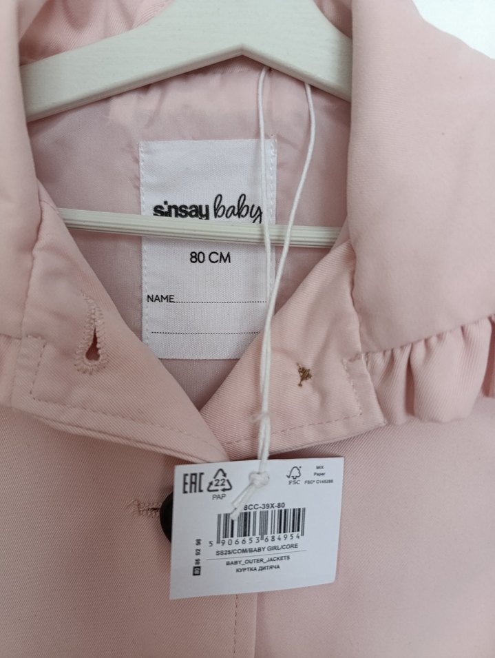 Pudra Renkli Kız Çocuk Düğmeli Kaban - Görsel 2