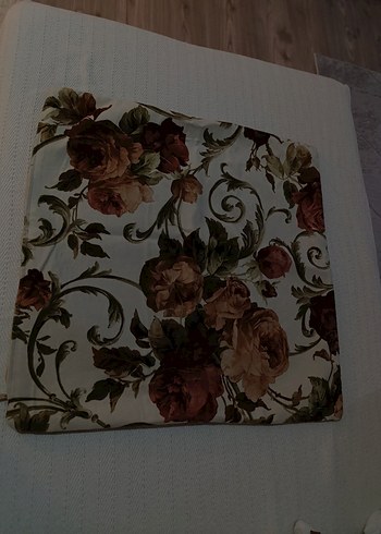 Kahverengi Vintage Çiçek Desenli kirlent Kılıfı 65-65 - Görsel 2