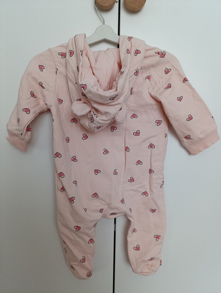Düğmeli Pembe Baskılı Bebek Tulum bir iki kere anca kullandım - Görsel 2