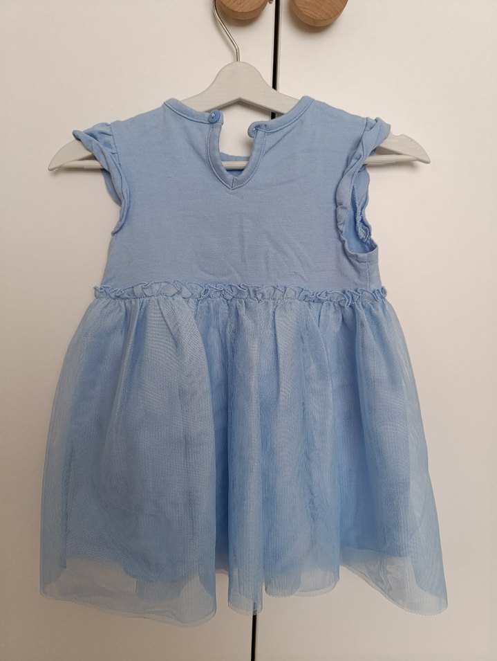 Mavi Kız Çocuk Fırfırlı Pamuklu Elbise primark - Görsel 2