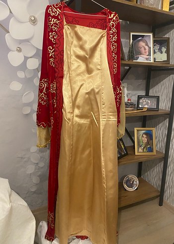 Uzun Kollu İşlemeli Kırmızı Bohem Elbise - Görsel 2