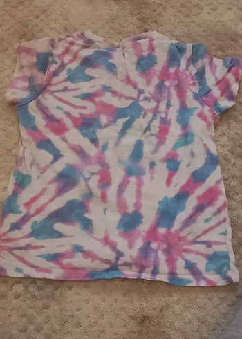 Kızlar için Çok Renkli Batik Desenli Kısa Kollu Tişört - Görsel 2