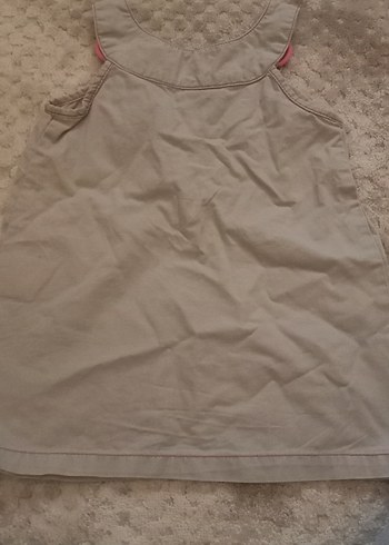 Düğmeli Nakışlı Bej Kız Elbise - Görsel 2