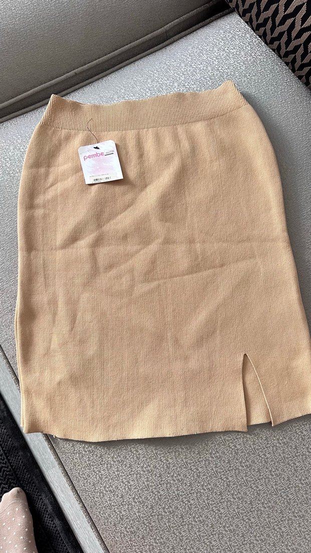 Bej Midi Hamile Etek - Görsel 2