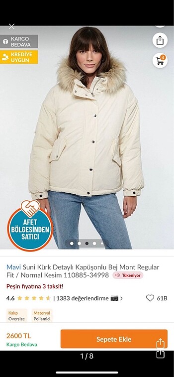 Mavi Mavi kaşın mont