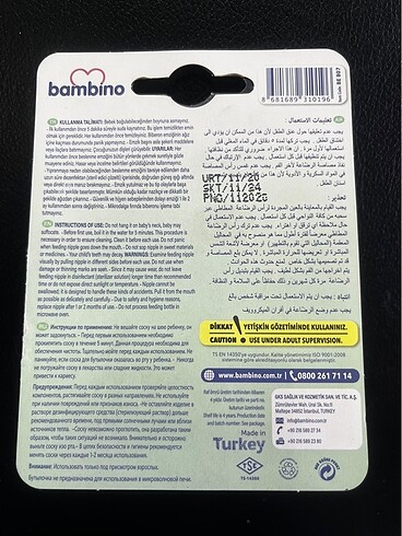 Beden Bambino 18+ Damaklı Kapaklı Emzik