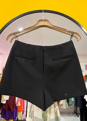 Zara Siyah Asimetrik Mini şort  Etek - Görsel 8