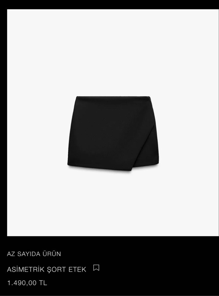 Zara Siyah Asimetrik Mini şort  Etek - Görsel 2