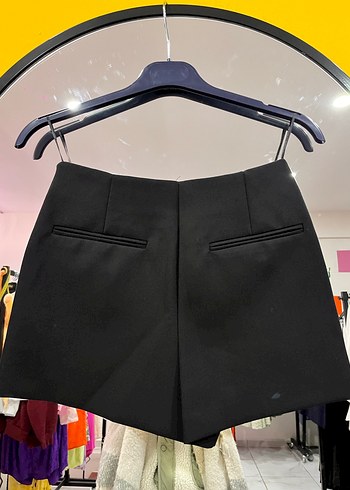 Zara Siyah Mini Asimetrik Şort Etek - Görsel 8
