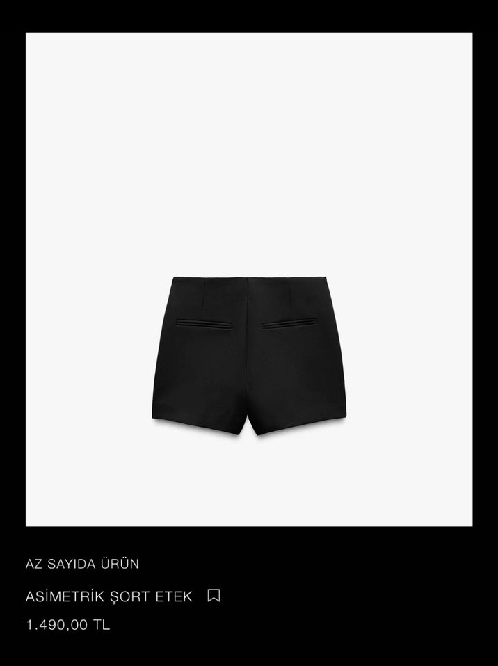 Zara Siyah Mini Asimetrik Şort Etek - Görsel 3