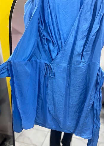 Zara Mavi Kolsuz Mini Elbise - Görsel 5