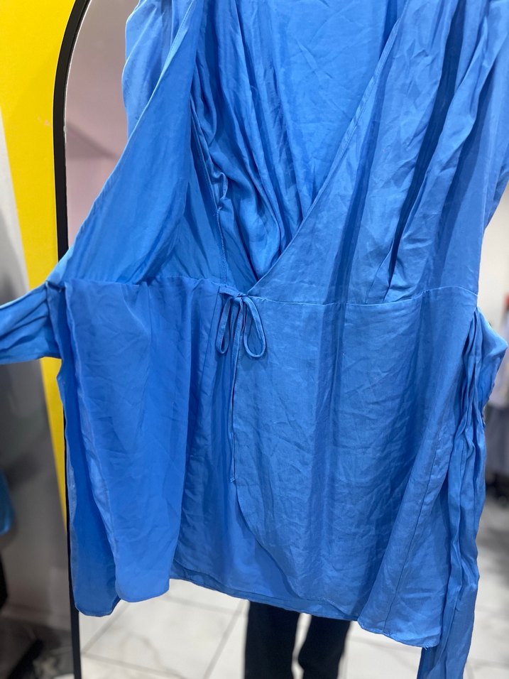 Zara Mavi Kolsuz Mini Elbise - Görsel 5