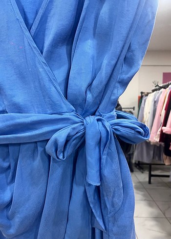 Zara Mavi Kolsuz Mini Elbise - Görsel 5