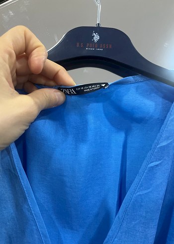 Zara Mavi Kolsuz Mini Elbise - Görsel 6