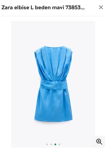 Zara Mavi Kolsuz Mini Elbise - Görsel 2