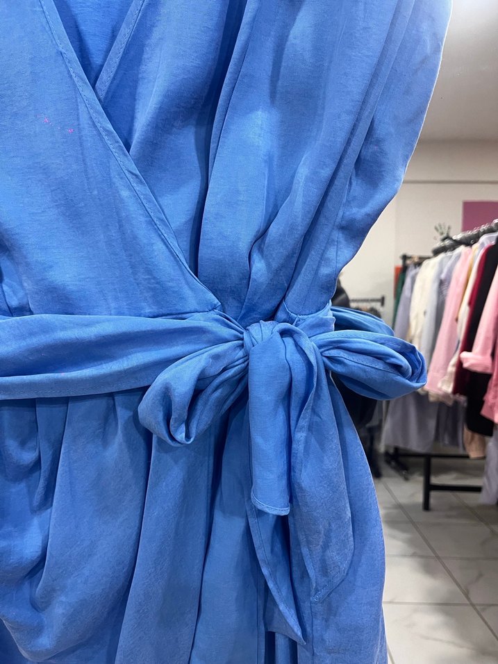 Zara Mavi Kolsuz Mini Elbise - Görsel 5