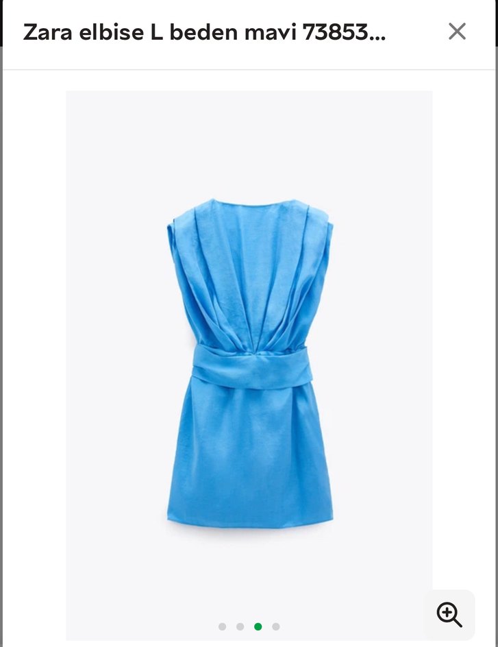 Zara Mavi Kolsuz Mini Elbise - Görsel 2