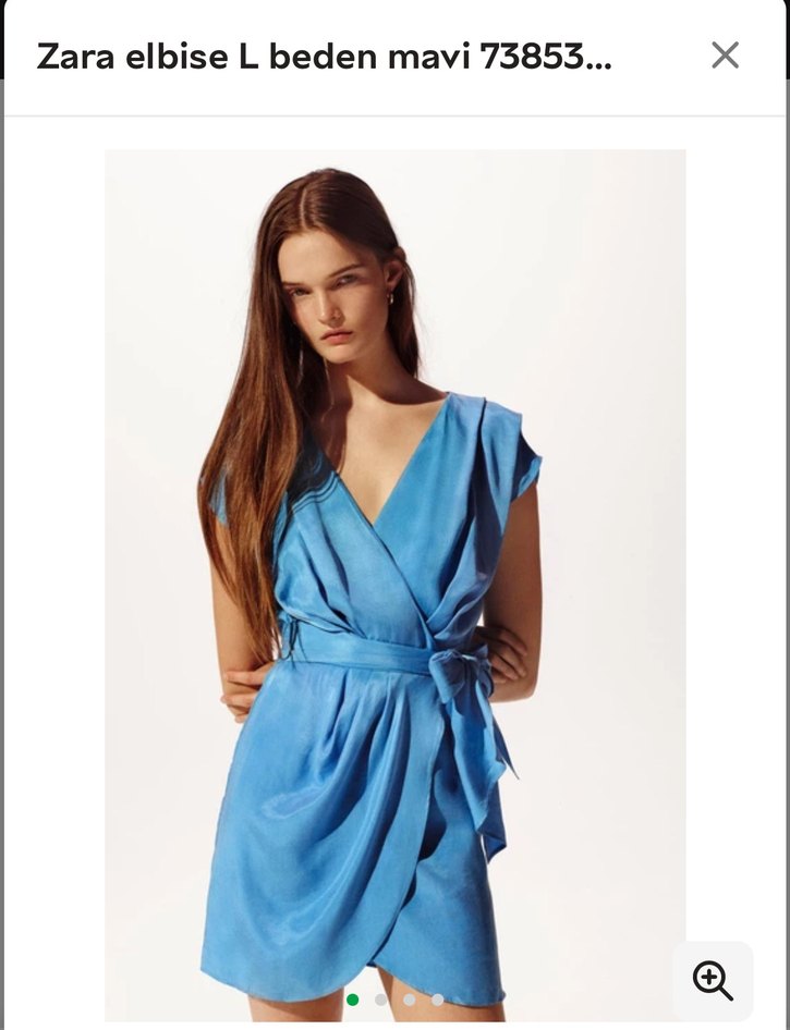 Zara Mavi Kolsuz Mini Elbise - Görsel 3