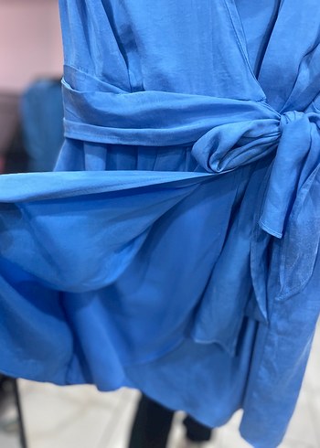 Zara Mavi Kolsuz Mini Kadın Elbise - Görsel 7