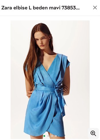 Zara Mavi Kolsuz Mini Kadın Elbise - Görsel 3