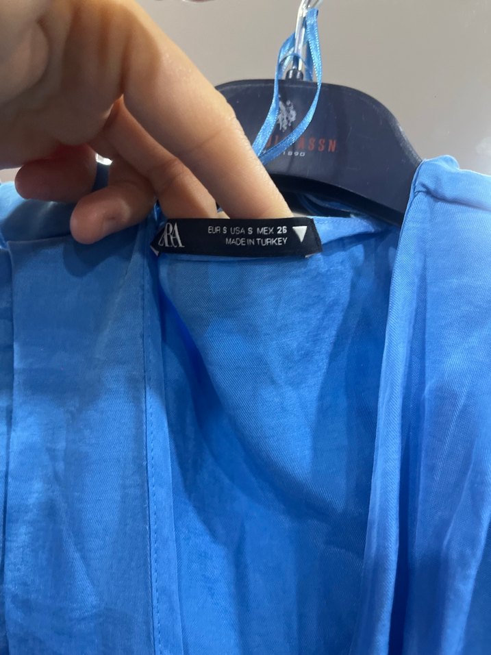 Zara Mavi Kolsuz Mini Kadın Elbise - Görsel 5