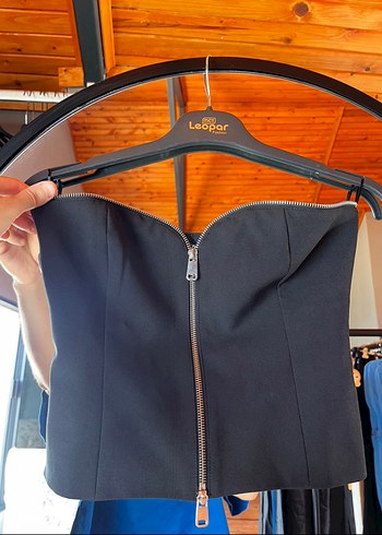 Zara Siyah Straplez Fermuarlı Bustiyer - Görsel 5