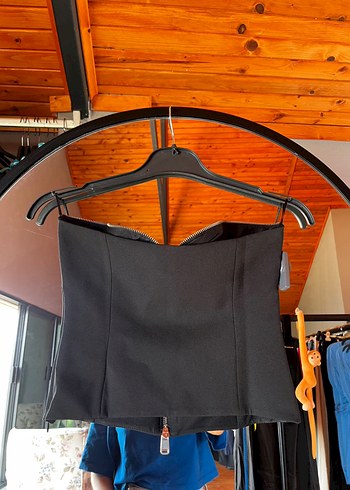 Zara Siyah Straplez Fermuarlı Bustiyer - Görsel 6