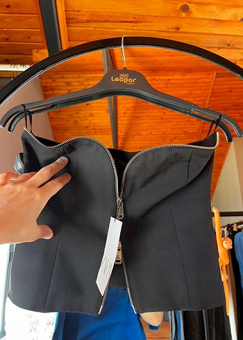 Zara Siyah Straplez Fermuarlı Bustiyer - Görsel 3