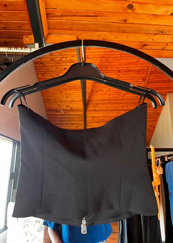 Zara Siyah  Fermuarlı Straplez Bustiyer - Görsel 5