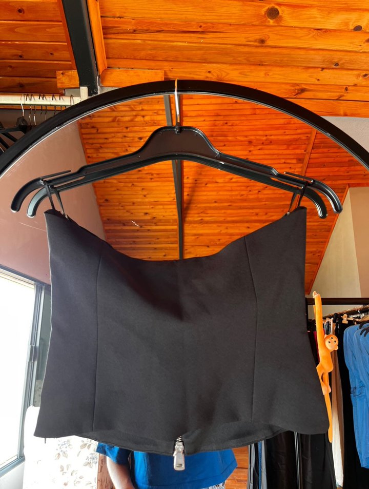 Zara Siyah  Fermuarlı Straplez Bustiyer - Görsel 5