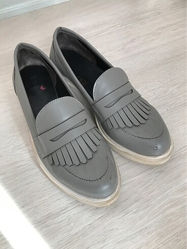 Gri loafer kadın ayakkabı