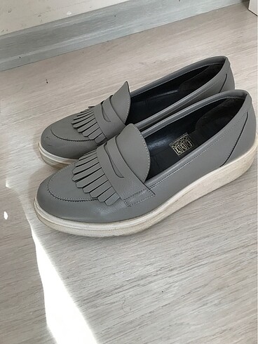 Diğer Gri loafer kadın ayakkabı