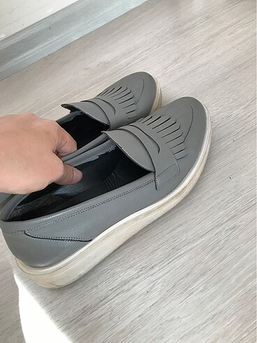 38 Beden gri Renk Gri loafer kadın ayakkabı
