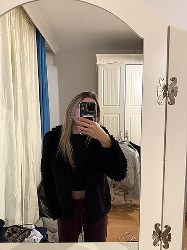 Siyah Suni Kürk Mont Ceket - Görsel 4