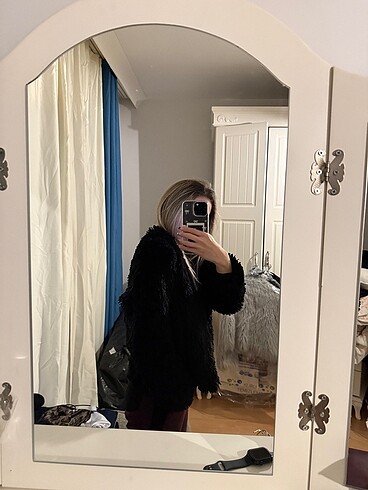 Siyah Suni Kürk Mont Ceket - Görsel 5