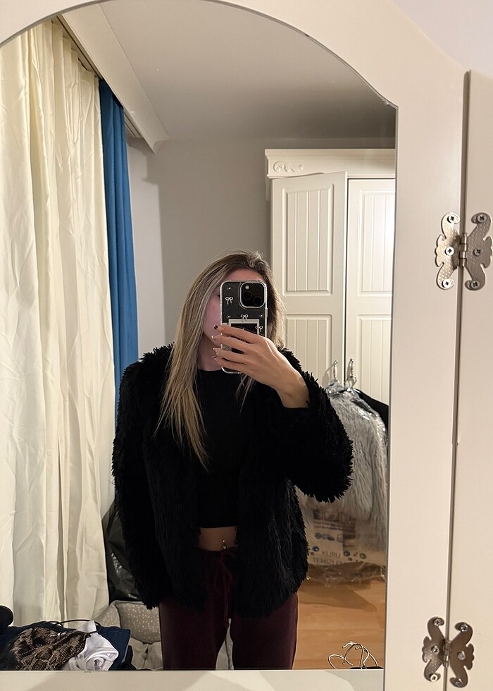 Siyah Suni Kürk Mont Ceket - Görsel 4