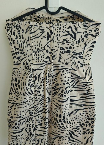 H&M H&M Zebra Desenli Straplez Midi Elbise