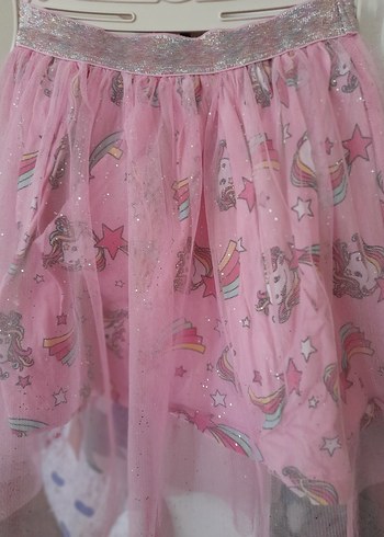 Pembe Unicorn Desenli Kız Çocuk Etek