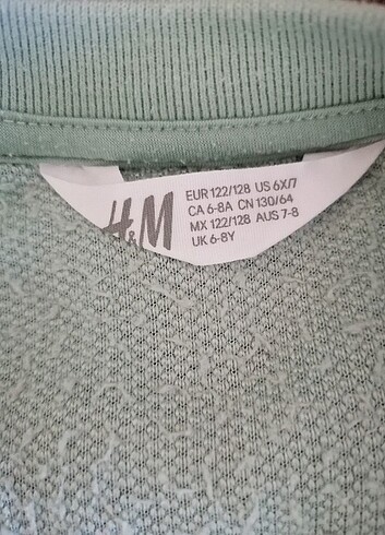 6 Yaş Beden yeşil Renk H&M marka peluş swetshirt 6/8 Y