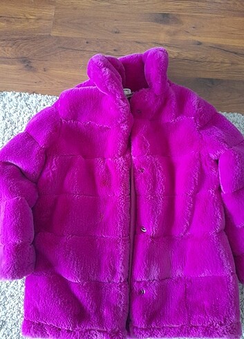 7 Yaş Beden pembe Renk Koton marka 7/8 yas peluş kürk kaban 