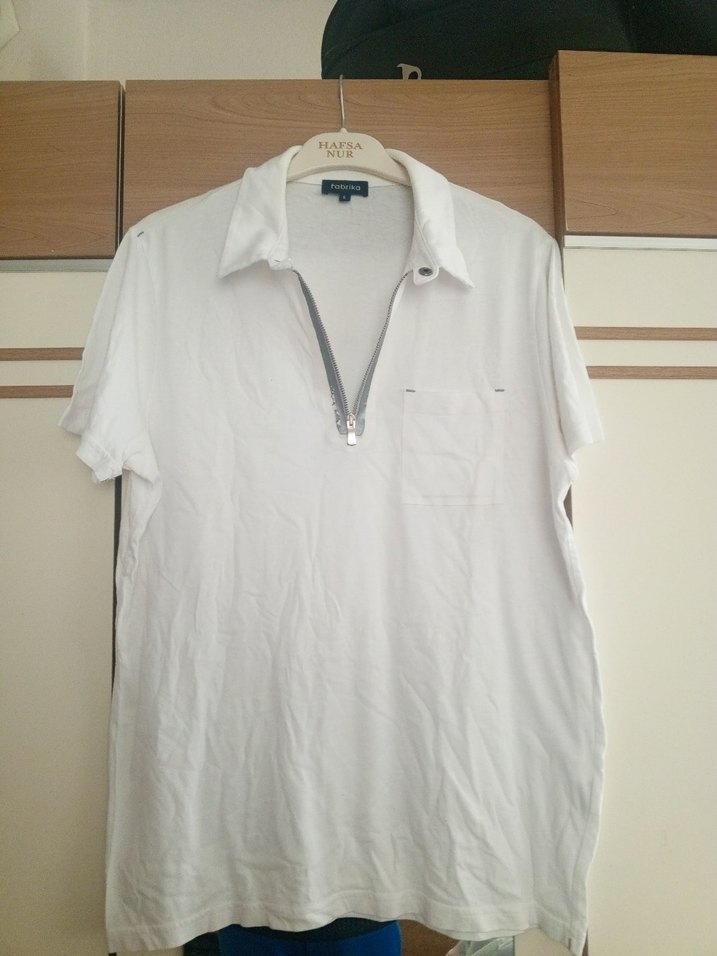 Gri Fermuarlı Keten Erkek Polo Tişört - Görsel 2