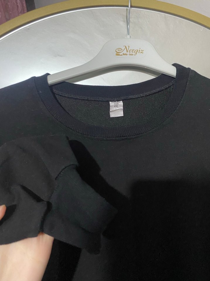 Siyah Kadın Oversize Sweatshirt - Görsel 2