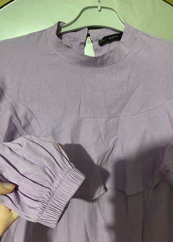 Lila Uzun Kollu Bluz Fırfırlı - Görsel 2