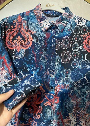 Kadın Çok Renkli Uzun Kollu Bohem Gömlek - Görsel 2