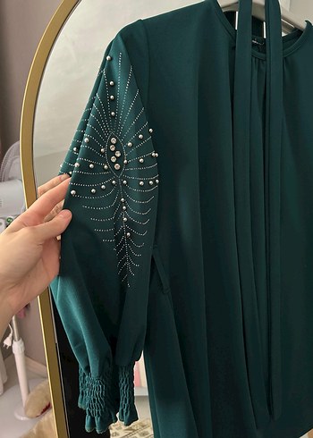 Kadın Yeşil Nakışlı Midi Takım - Görsel 2