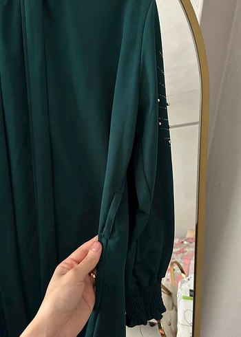 Kadın Yeşil Nakışlı Midi Takım - Görsel 3