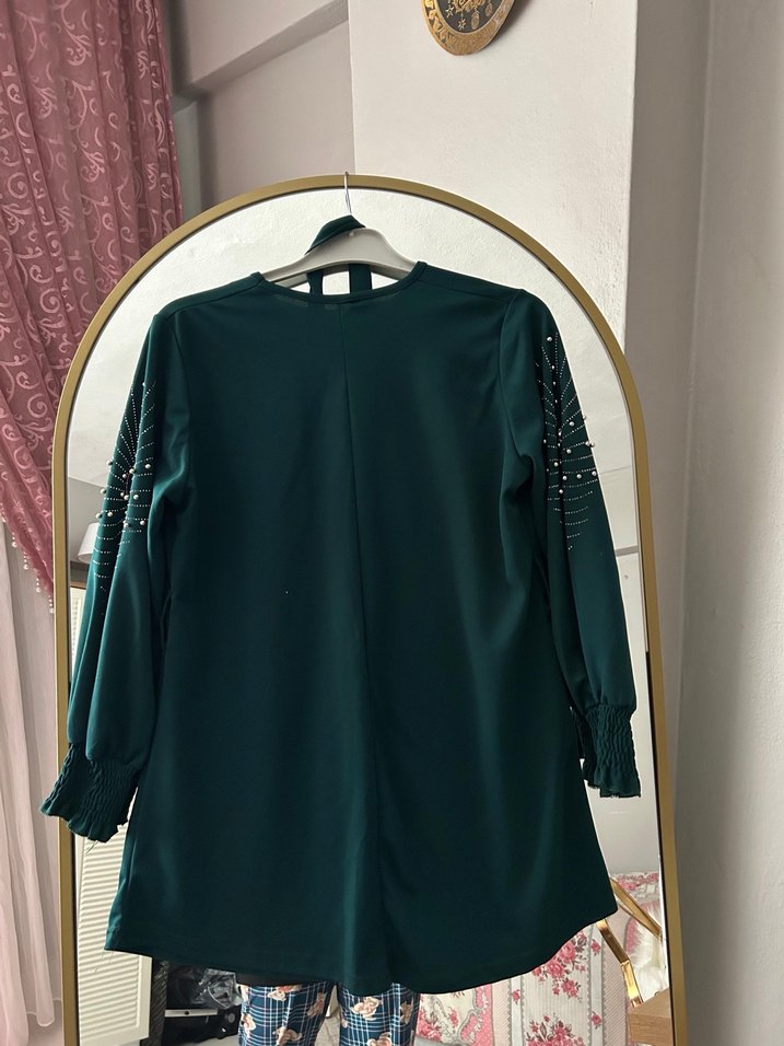 Kadın Yeşil Nakışlı Midi Takım - Görsel 4