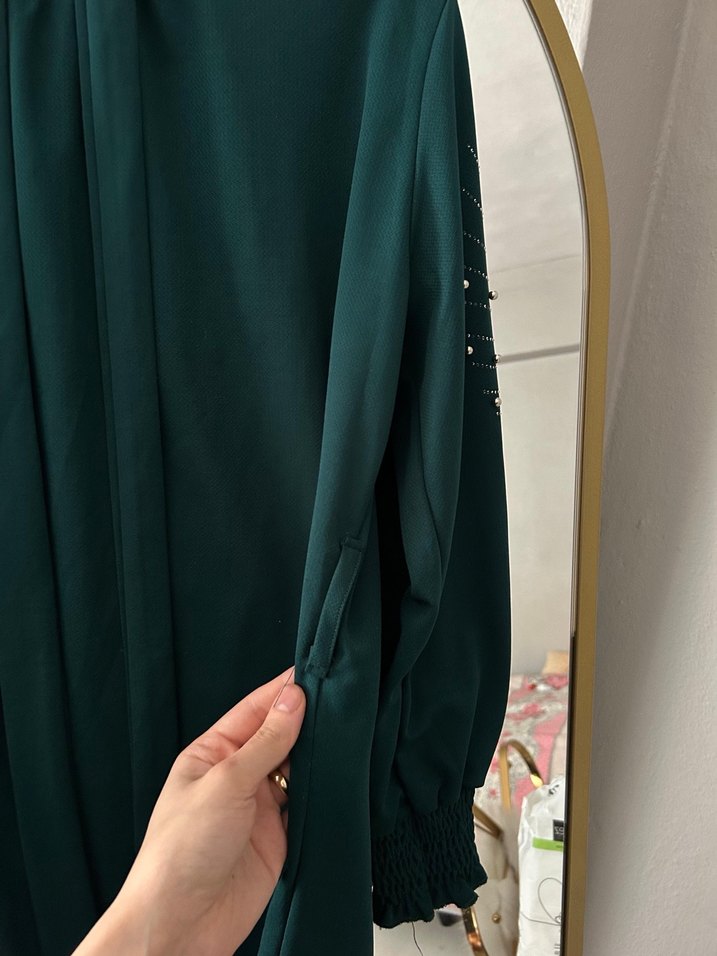 Kadın Yeşil Nakışlı Midi Takım - Görsel 3