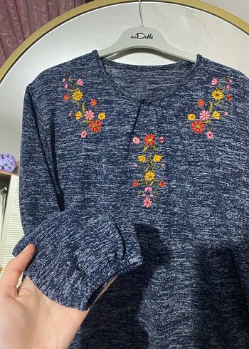 Nakışlı Bohem Kadın Triko Kazak - Görsel 2